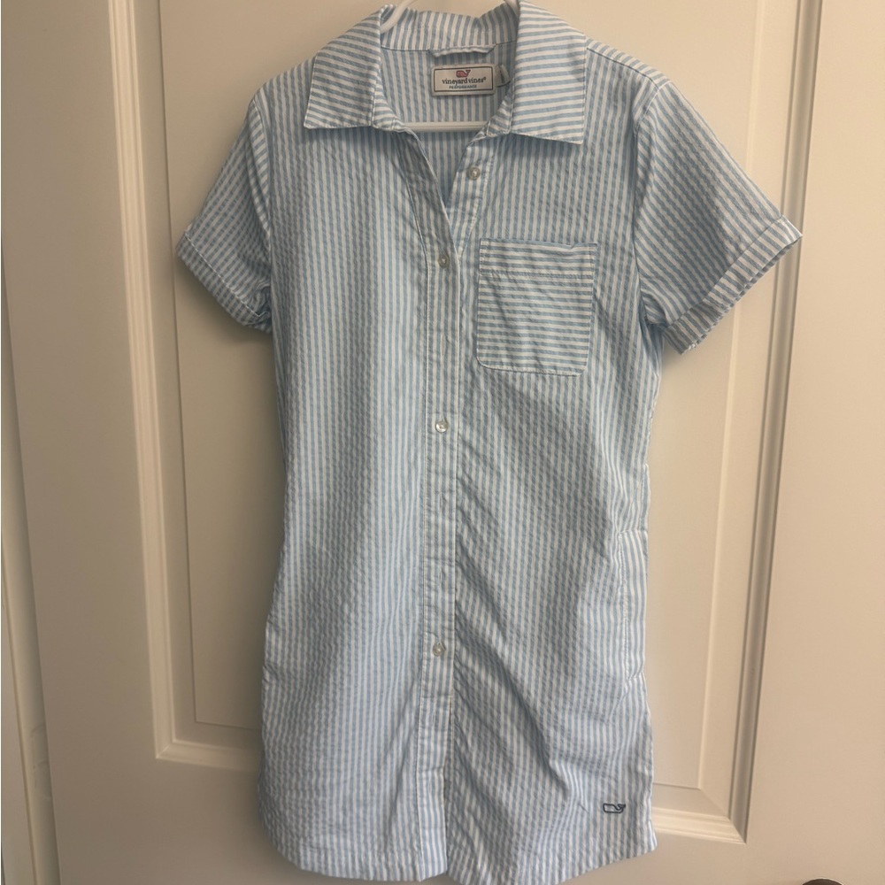Girls Vineyard Vines Light Blue Seersucker Coverup